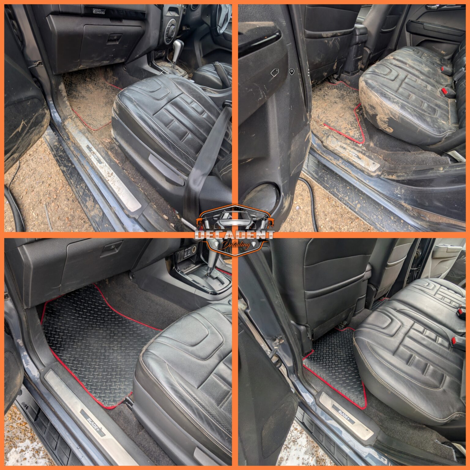 Rushden mobile valeting service preparing Isuzu pickup cabin for sale—clean seats, sanitised surfaces, and refreshed trim.