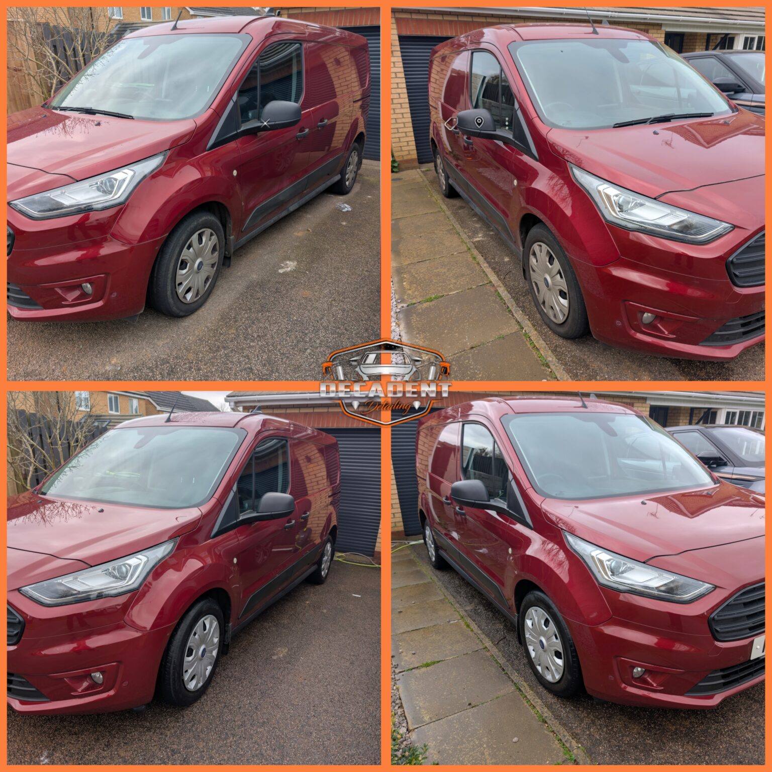 Higham Ferrers mobile valeting service restoring Transit Connect exterior—clean panels and protected paintwork.
