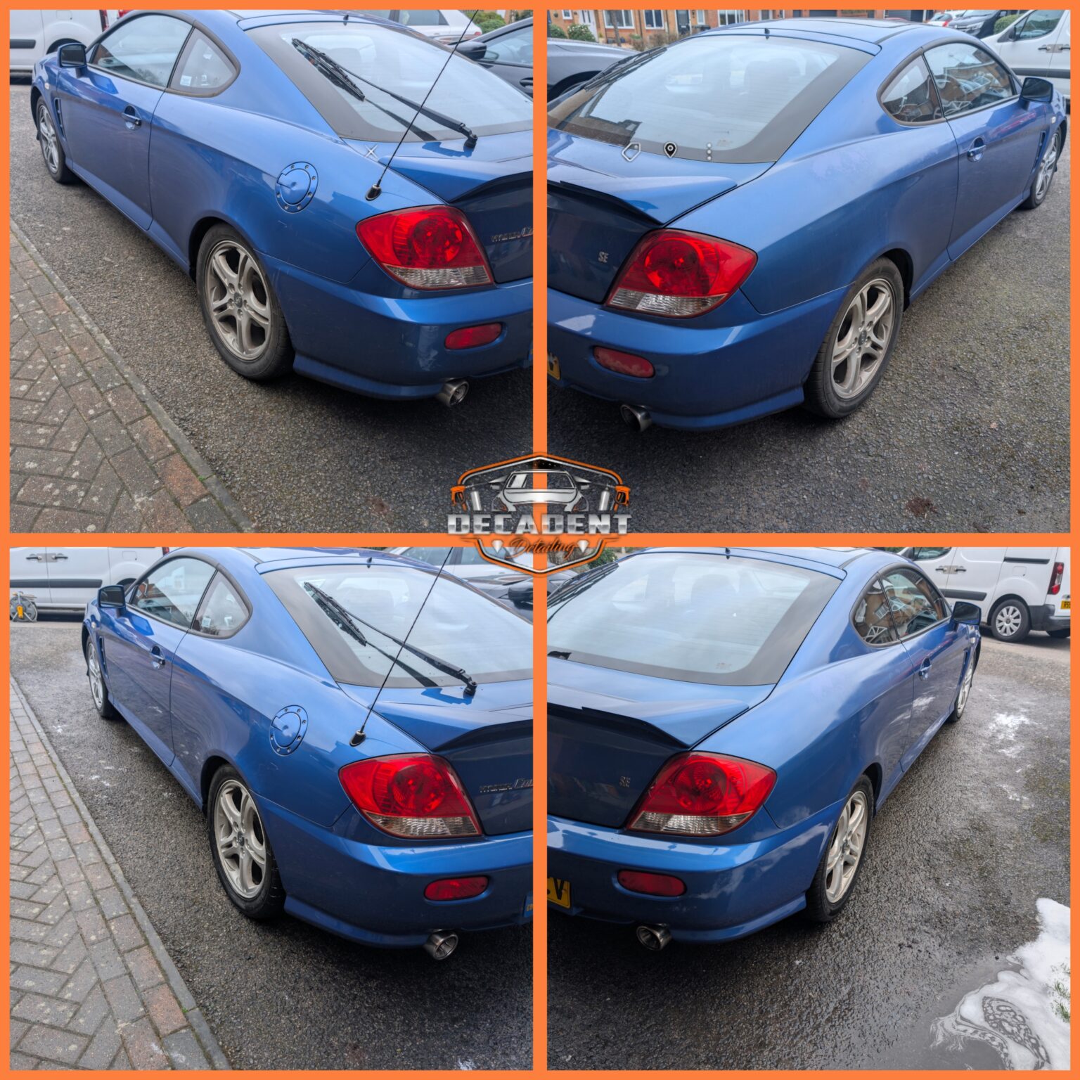 Rushden mobile valeting service restoring Hyundai Coupe exterior—clean panels and protected paintwork.