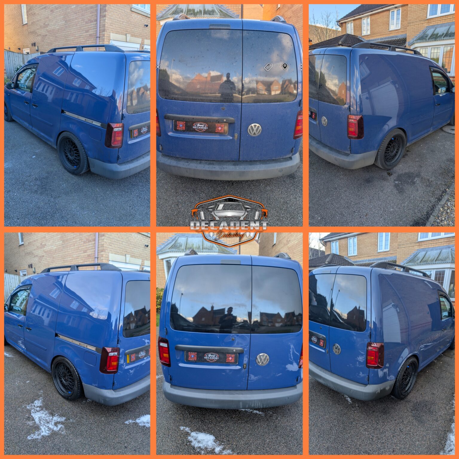 Rushden mobile valeting service restoring VW Caddy exterior— clean panels and protected paintwork for event display.