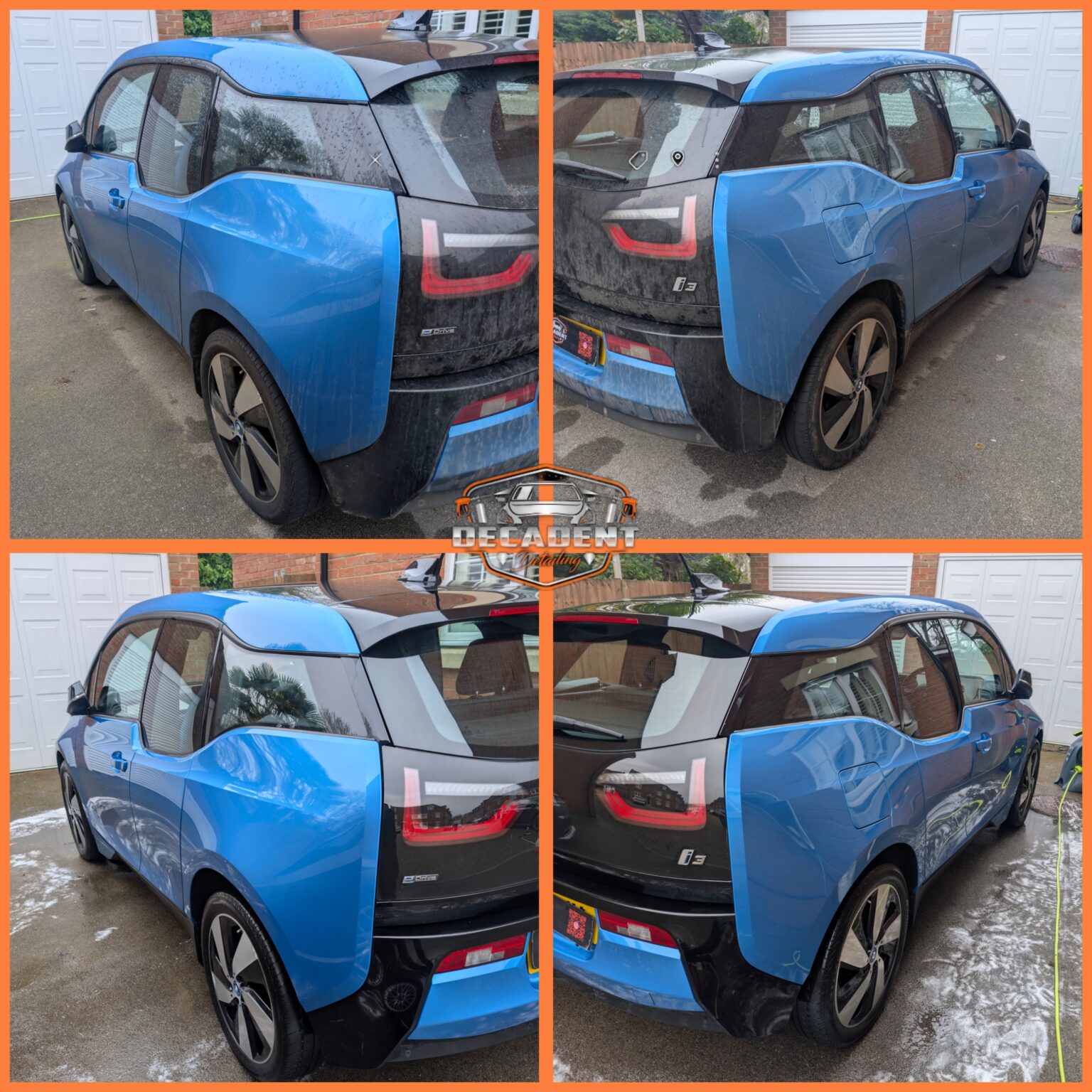 Irthlingborough mobile valeting service restoring BMW i3 exterior—clean panels and protected paintwork.