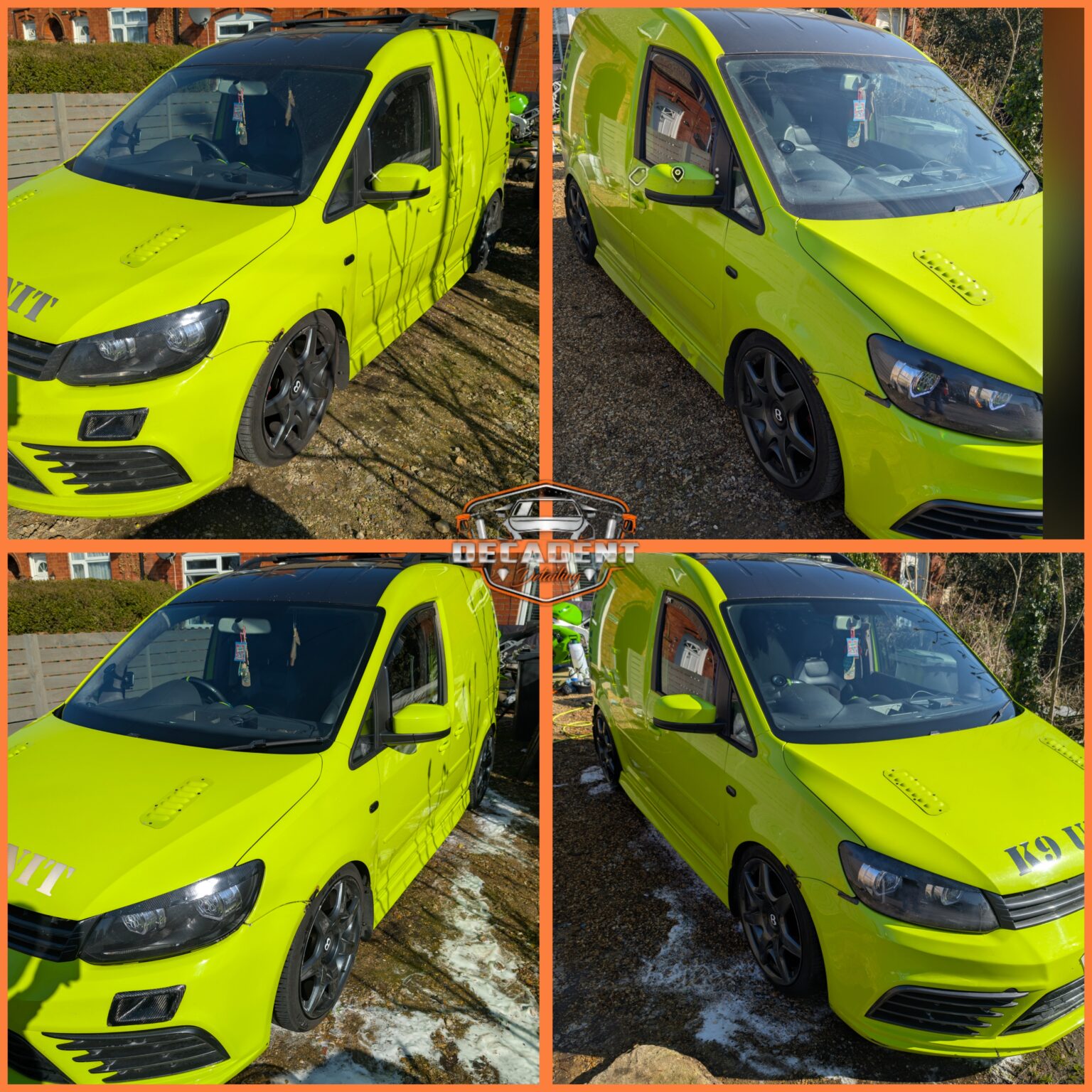 Decadent Detailing refreshes K9 security VW Caddy in Rushden—road grime removed, gloss restored, ready for patrol.