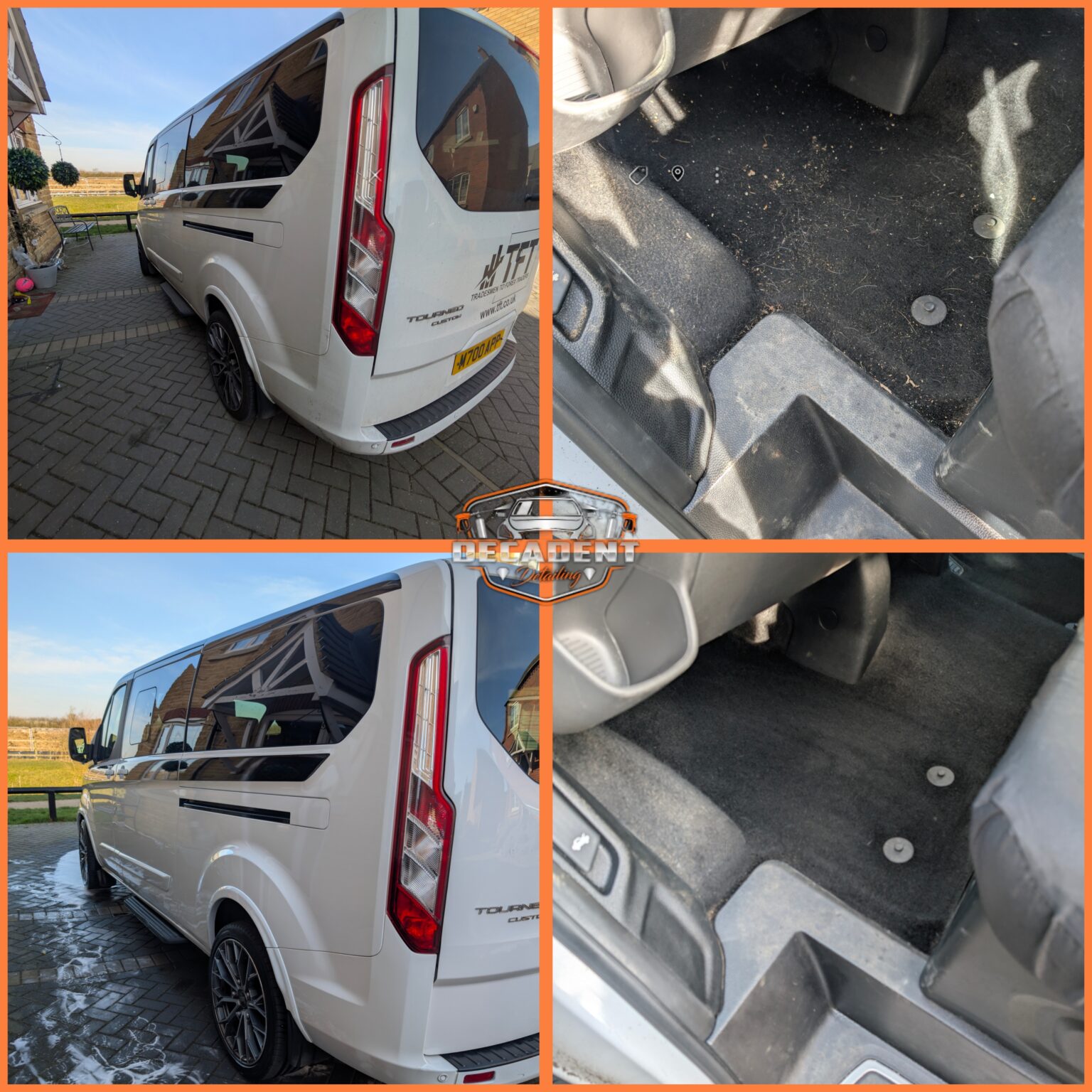 Raunds mobile valeting service refreshing Ford Tourneo—sanitised cabin and polished panels